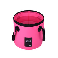 20L Rose Red Outdoor PVC Folding Water Bucket - Portable Fishing Barrel, Camping Water Storage, Car Washing Bag