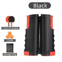 Black Portable Table Tennis Set with 2 Paddles, 3 Balls and Carry Bag - 165cm Retractable Ping Pong Net & Post - Indoor/Outdoor Professional Training 