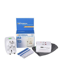 2-PCS White Universal Travel Adapter Global Power Plug Converter for UK EU US AU with USB Charging Ports Compact All-in-One International Australian T