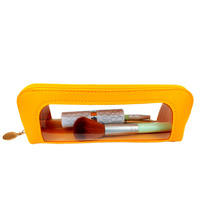 2-Pcs Yellow Transparent Makeup Brush Case – Portable Zippered Cosmetic Pouch with Clear Window for Travel and Daily Use in Australia