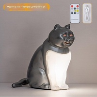 Silver Lucky Cat Rechargeable Desk Lamp with Sound and Aromatherapy Function Remote Control Eye Care Night Light for Local Home Bedroom and Modern Liv
