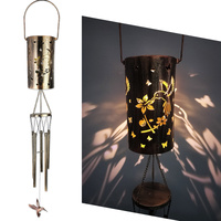 Hummingbird Solar Wind Chime Lantern with Iron Art Projection Waterproof Decorative Light for Garden and Local Home Landscapes Elegant Outdoor Illumin