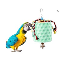 2-Pack Green Hanging Bird Chew Toy with Bell and Rope, Ideal for Parrots, Squirrels, and Rodents – Durable Wood-Based Grinding Stone for Beak Exercise
