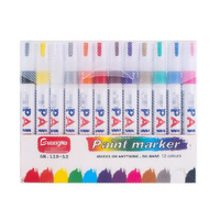 12 Colour Oil Based Paint Marker Pens Set 3.0mm Medium Tip Waterproof Permanent Ink for Rock Painting Metal Glass Rubber Tyres Wood DIY Art
