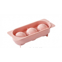 2 PCS Large Round Ice Cube Trays with Lids 3 Cavity Sphere Ice Ball Maker Mould Stackable Hard Plastic Slow Melting for Whiskey Cocktails Pink