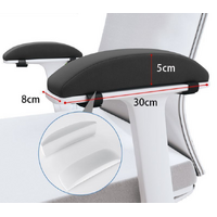 1 Pair of Memory Foam Chair Armrest Pads - Ergonomic Elbow Support Cushions - Soft Plush Cover with Anti-Slip Straps for Office & Gaming Chairs (Black