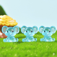 3 PCS Set Mini Luminous Blue Elephant Figurines Split Pose Glow in the Dark Resin Ornaments for Micro Landscape Garden and Desk Decor