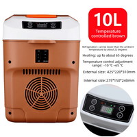 10L Portable Electric Cooler & Warmer Car Fridge with Digital Display 12V/240V Dual Power for Camping Road Trips & Home Office Brown
