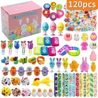 120Pcs Easter Egg Fillers Toy Assortment - Bulk Party Favours for Kids - Mini Toys, Stamps, Slap Bands & Stickers - Ideal for Egg Hunts & Classroom Pr