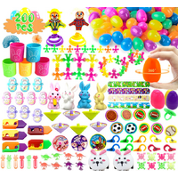 200 PCS Easter Party Favours Set with Plastic Eggs & Assorted Toys - Bulk Fillers for Kids Egg Hunts, Basket Stuffers & Classroom Rewards