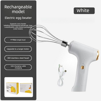 Compact Electric Handheld Egg Whisk Multi-Function Automatic Cream Whipper and Food Mixer J-7 White Single Head 1-Speed