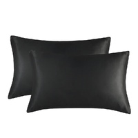 1-Pair Black Luxury Satin Silk Pillowcase for Hair and Skin - Smooth Cooling Pillow Cover with Envelope Closure - Queen (20x30")
