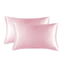 1-Pair Pink Luxury Satin Silk Pillowcase for Hair and Skin - Smooth Cooling Pillow Cover with Envelope Closure - King (20x36")