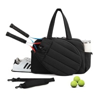42L Black Tennis & Pickleball Expandable Tote Bag wIth Shoe-Zone & Bottle Side Pocket - Waterproof Gym Bag for Racquets & Paddles