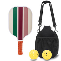 Colorful Stripes Professional Fiberglass Pickleball Paddle Set - Lightweight Sports Equipment with Carry Bag & 2 Balls & Paddle