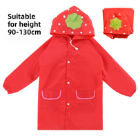 Red Strawberry Kids Cartoon Animal Raincoat - Waterproof Hooded Rain Poncho for Toddlers & Students (90-130CM Height)
