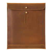 Brown Premium Genuine Top Grain Leather A4 Document Folder - Vintage Handcrafted Portfolio Bag & File Organizer for Business and Office