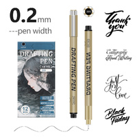 0.2mm 24-Piece Precision Drawing Pen Set - Waterproof Anime Sketching Pens for Students, Assorted Tips