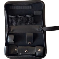Black Premium PU Leather Golf Accessory Organizer - Professional Golf Tool Kit Empty Pouch