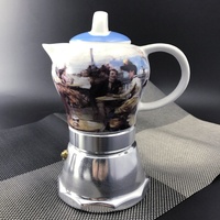 oz goodlife Afternoon Tea 3-4 Cup Vintage Porcelain Stove Top Espresso Maker 200ml