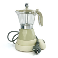 oz goodlife Cream Electric Moka Coffee Maker 3 Cup Espresso
