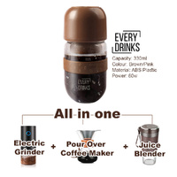 oz goodlife Brown Portable Coffee Maker Grinder Blender All in One