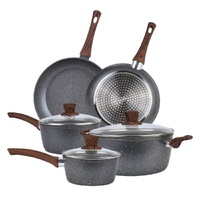5 Piece Non-Stick Marble Coating Cookware Set - Saucepan Casserole Fry Pan
