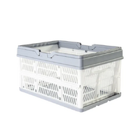 Collapsible Plastic Grocery Storage Basket Crate with Handles
