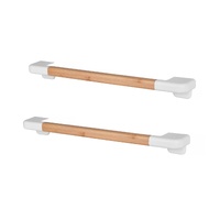 2x Bamboo Wall Mounted Towel Rail 60cm - Bathroom