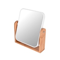 Bamboo Stand Double Sided Magnifying Makeup Mirror