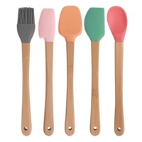 5pc Mini Silicone Bamboo Utensils Set Nonstick