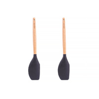 2pc Beechwood & Silicone Spatula Set Charcoal