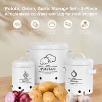 3 Pcs Galvanised Iron Fruit & Vegetable Storage Tins