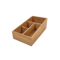 Bamboo Storage Box with 4 Slots Organiser