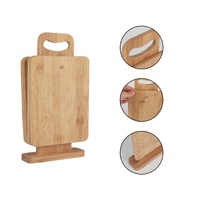 4 Piece Bamboo Chopping Block Set with Display Stand