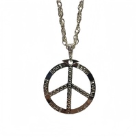 Silver Peace Sign Necklace Bling Chain - Fancy Dress