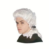 White Judge Wig Colonial Lawyer Dress Costume Halloween Fancy Party