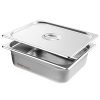 VEVOR 8 Pack Half Size Hotel Pans with Lid, 4-Inch Deep Stainless Steel