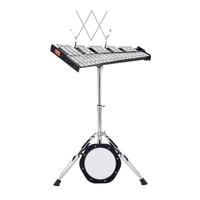 32 Note Glockenspiel Xylophone Bell Kit, Professional Percussion Instrument Set with Mallets, Drum Sticks, Music Stand, 8" Practice Pad, Adjustable St