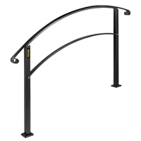 VEVOR 4-Step Matte Black Wrought Iron Stair Handrail with Installation Kit