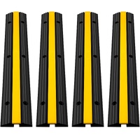 VEVOR Cable Protector 18000lbs Rubber Hose Ramp 4 Pack Modular Floor Cover