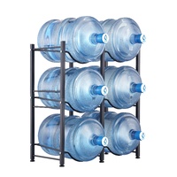 VEVOR 3 Tiers Water Jug Holder Double Row 6 Bottle Rack Black