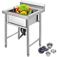 VEVOR Stainless Steel Kitchen Sink 1 Compartment Handmade 44x42cm