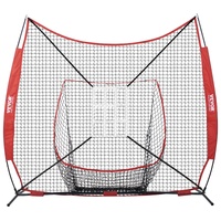 7x7 ft Baseball Softball Practice Net, Portable Baseball Training Net for Hitting Catching Pitching, Backstop Equipment with Bow Frame, Carry Bag, Str