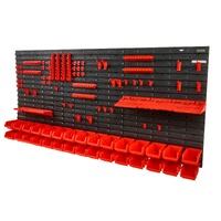 Wall Mounted Storage Bins, 30-Bin Parts Rack Organizer Garage Plastic Shop Tool with Wall Panels/Tool Holders/Hooks, Tool Organizer for Nuts, Bolts, S