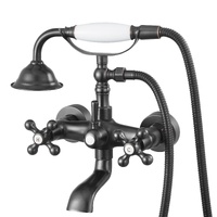 Clawfoot Tub Faucet, Wall Mount Bathtub Faucets with Handheld Shower, Vintage Oil-Rubbed Bronze Clawfoot Tub Filler Faucet Shower Kit with Adjustable 