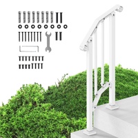 Handrails for Outdoor Steps, 1-2 Step Stair Hand Rail Kit, Transitional Carbon Steel Railings with Installation Kit, Stair Rails for Seniors, Concrete