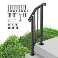 Handrails for Outdoor Steps, 1-2 Step Stair Hand Rail Kit, Transitional Carbon Steel Railings with Installation Kit, Stair Rails for Seniors, Concrete