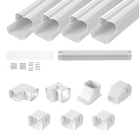 Mini Split Line Set Cover 76.2mm W 4830mm L, PVC Decorative Pipe Line Cover For Air Conditioner with 4 Straight Ducts & Full Components Easy to Instal