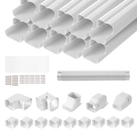 Mini Split Line Set Cover 76.2mm W 5400mm L, PVC Decorative Pipe Line Cover For Air Conditioner with 10 Straight Ducts & Full Components Easy to Insta